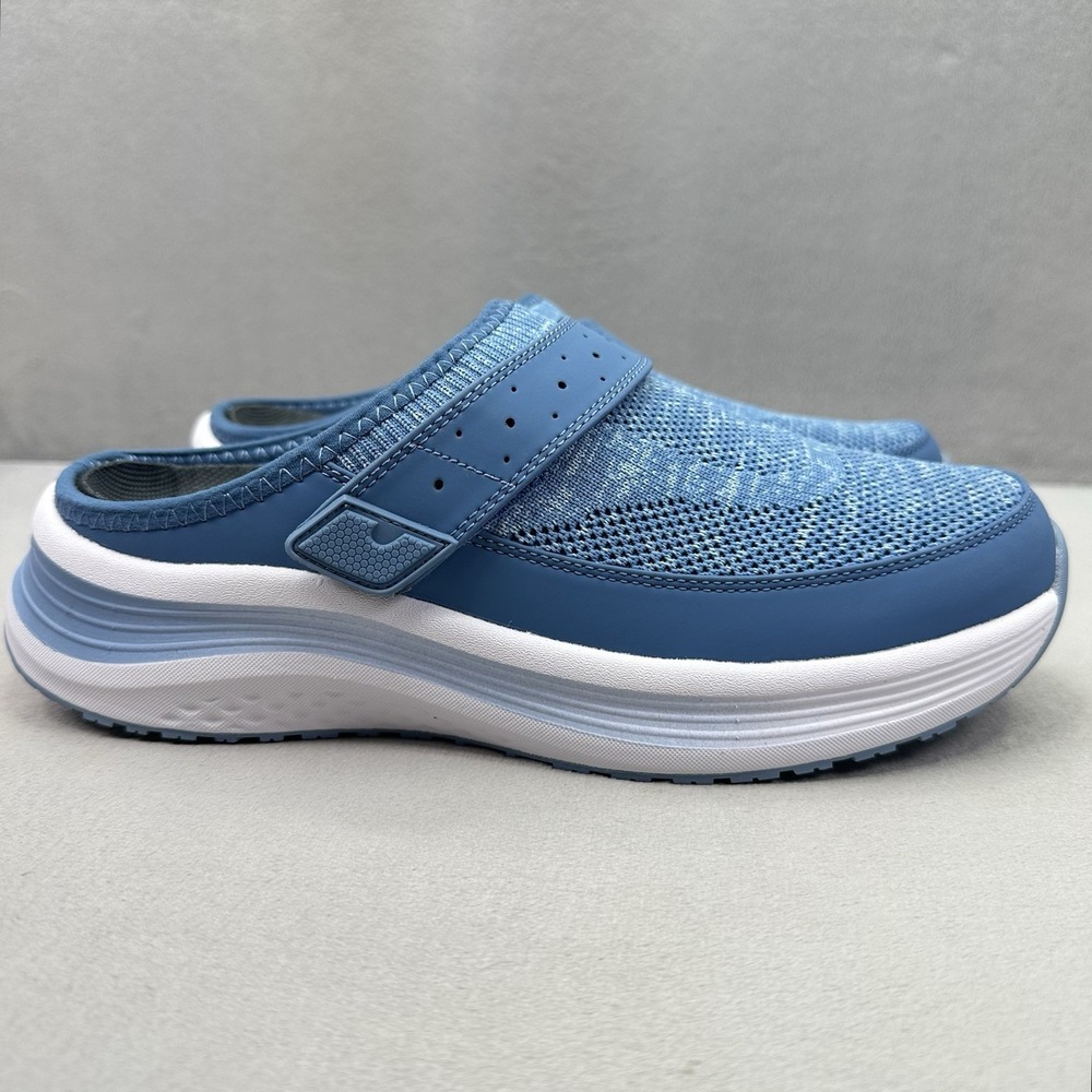OrthoFeet Iris 72022 Womens Size 8 (B) Mule Blue Mesh Slip-On Wedge Arch Support